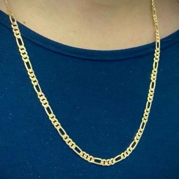 14K Solid Gold Filled Figaro Chain Necklace for Mens and Womens Inches 4mm - Picture 10 of 10
